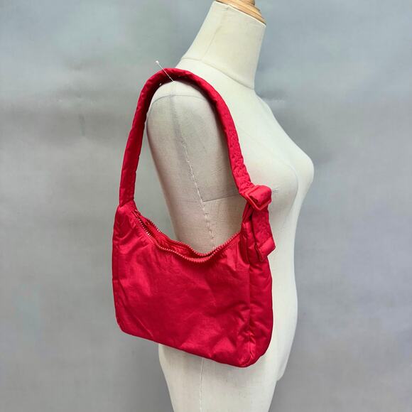 Baggu Mini Nylon Shoulder Bag Candy Apple Red Monochromatic Red Zipper - Picture 16 of 16